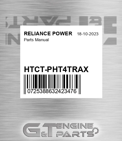 HTCT-PHT4TRAX Parts Manual for RELIANCE POWER