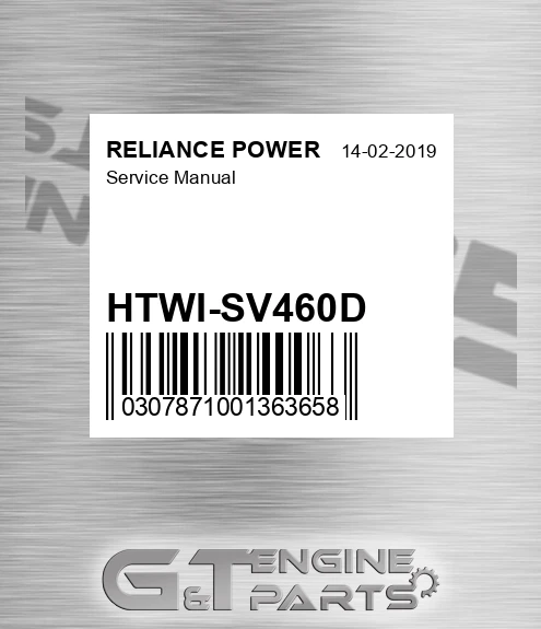 HTWI-SV460D Service Manual for RELIANCE POWER