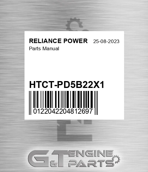 HTCT-PD5B22X1 Parts Manual for RELIANCE POWER