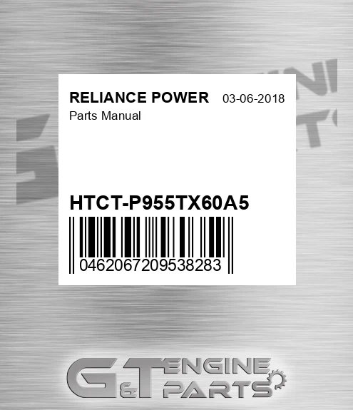 HTCT-P955TX60A5 Parts Manual for RELIANCE POWER