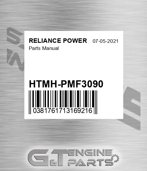HTMH-PMF3090 Parts Manual for RELIANCE POWER