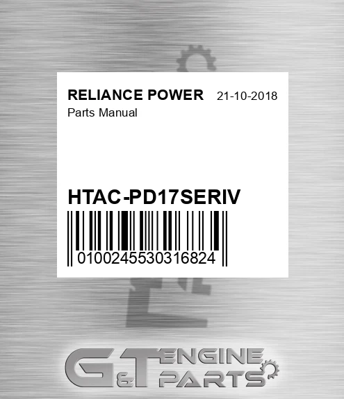 HTAC-PD17SERIV Parts Manual for RELIANCE POWER