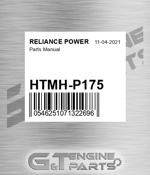 HTMH-P175 Parts Manual for RELIANCE POWER
