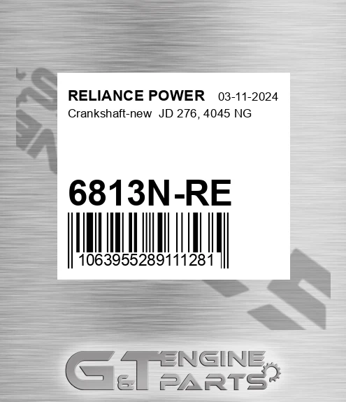 6813N-RE Crankshaft-new Jd 276, 4045 Ng
