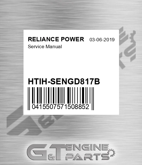 HTIH-SENGD817B Service Manual for RELIANCE POWER