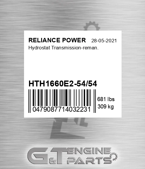HTH1660E2-54/54 Hydrostat Transmission-reman.