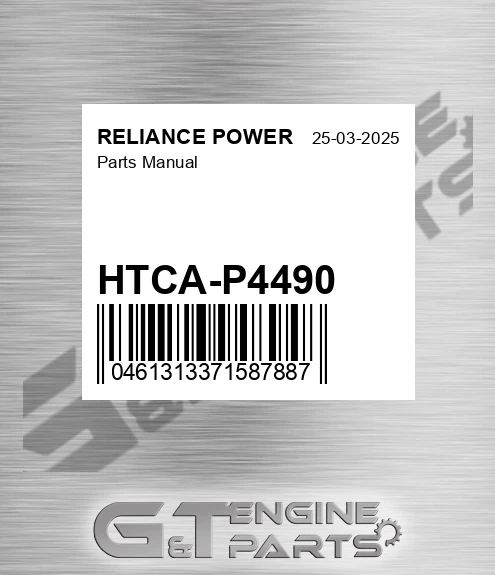 HTCA-P4490 Parts Manual for RELIANCE POWER