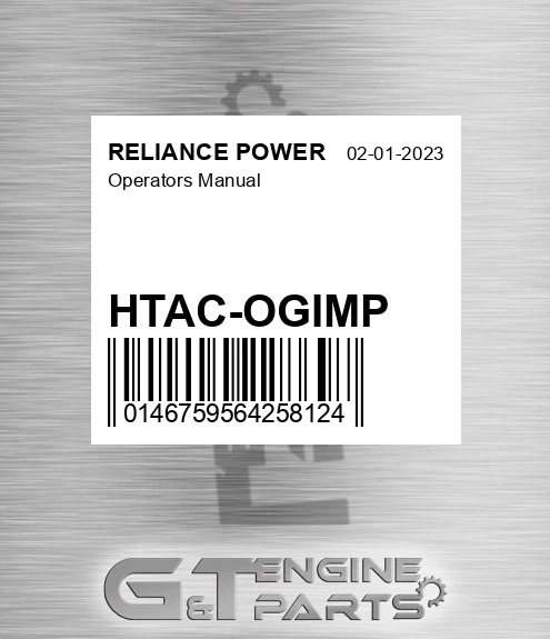 HTAC-OGIMP Operators Manual for RELIANCE POWER
