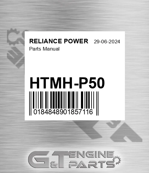 HTMH-P50 Parts Manual for RELIANCE POWER