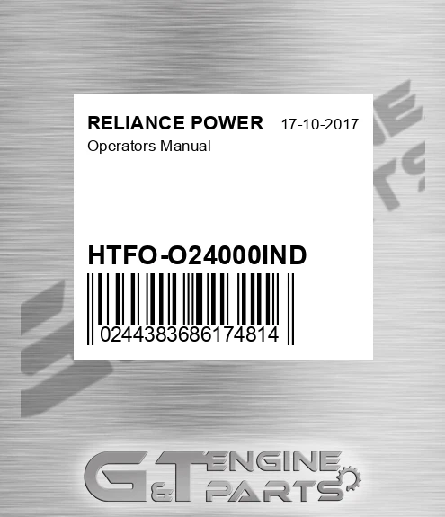 HTFO-O24000IND Operators Manual for RELIANCE POWER