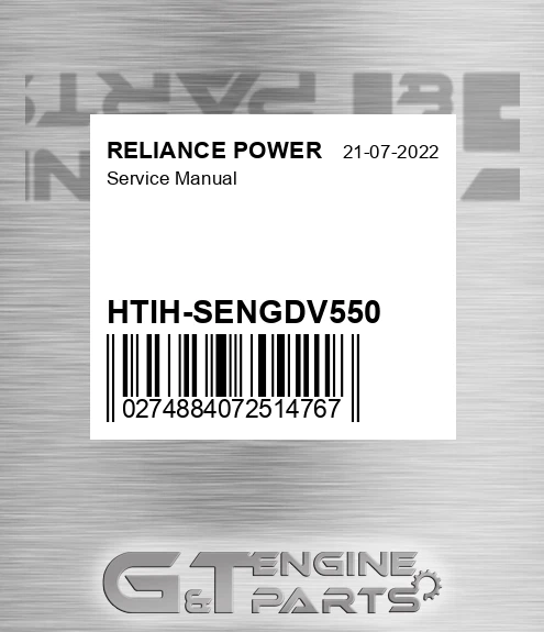 HTIH-SENGDV550 Service Manual for RELIANCE POWER