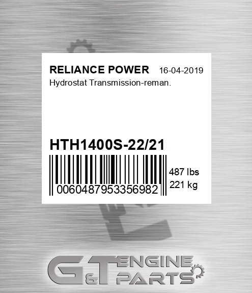 HTH1400S-22/21 Hydrostat Transmission-reman.
