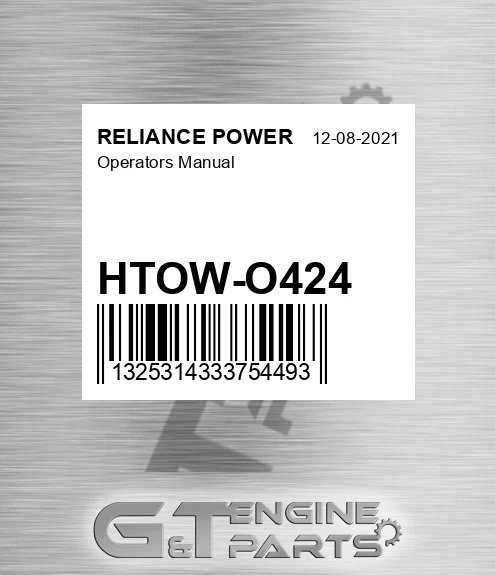 HTOW-O424 Operators Manual for RELIANCE POWER