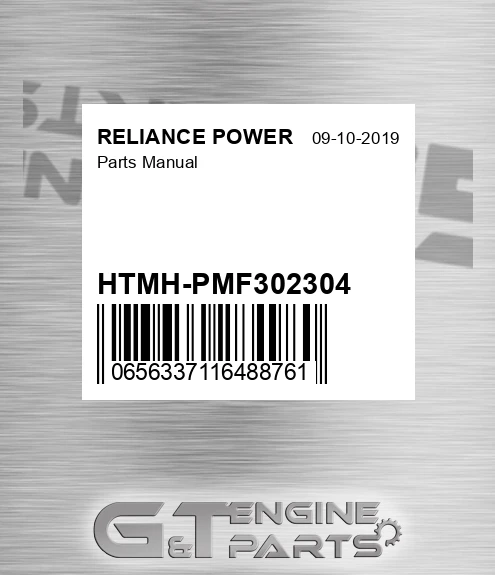 HTMH-PMF302304 Parts Manual for RELIANCE POWER