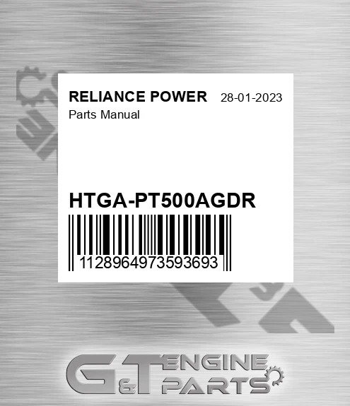 HTGA-PT500AGDR Parts Manual for RELIANCE POWER