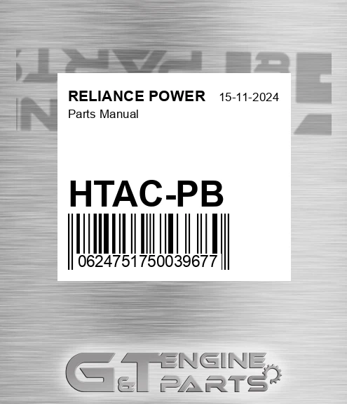 HTAC-PB Parts Manual for RELIANCE POWER