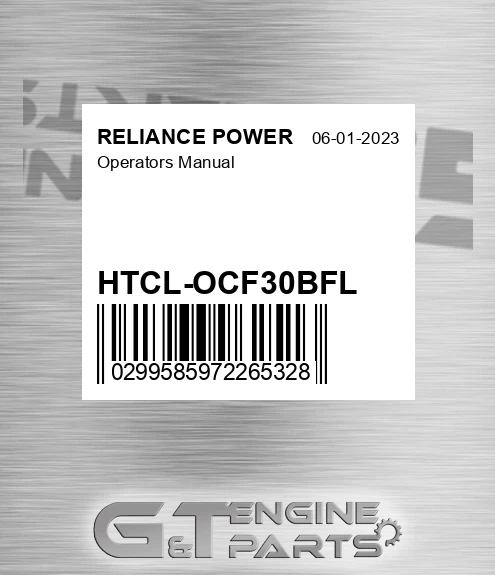 HTCL-OCF30BFL Operators Manual for RELIANCE POWER