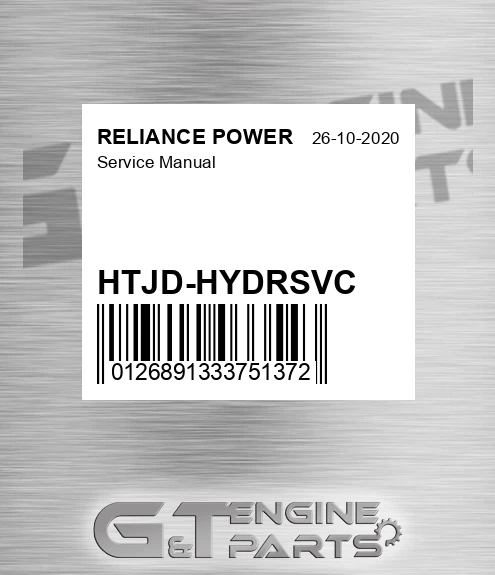 HTJD-HYDRSVC Service Manual for RELIANCE POWER