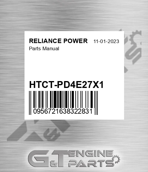 HTCT-PD4E27X1 Parts Manual for RELIANCE POWER