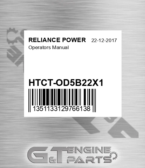 HTCT-OD5B22X1 Operators Manual for RELIANCE POWER