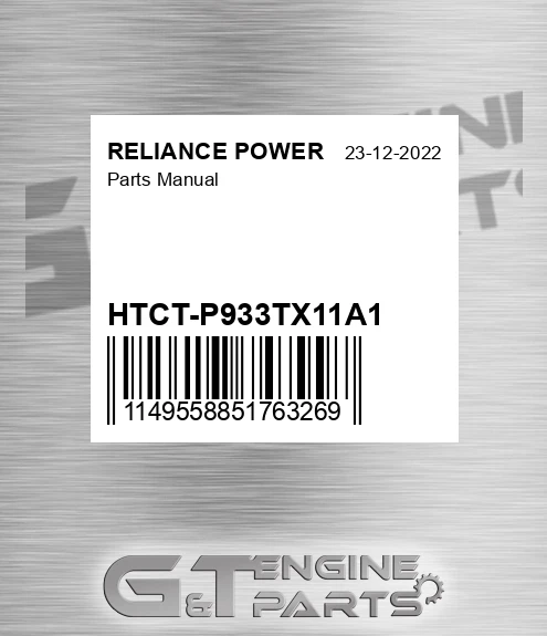 HTCT-P933TX11A1 Parts Manual for RELIANCE POWER
