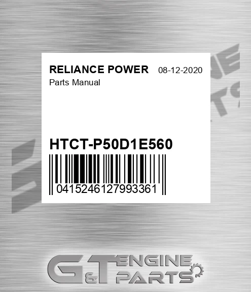 HTCT-P50D1E560 Parts Manual for RELIANCE POWER