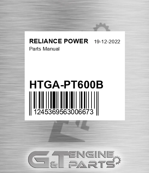 HTGA-PT600B Parts Manual for RELIANCE POWER