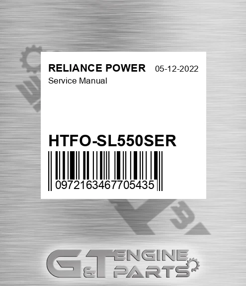 HTFO-SL550SER Service Manual for RELIANCE POWER