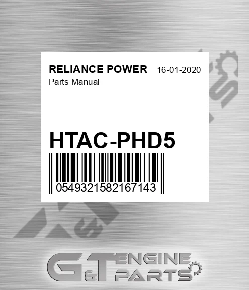 HTAC-PHD5 Parts Manual for RELIANCE POWER
