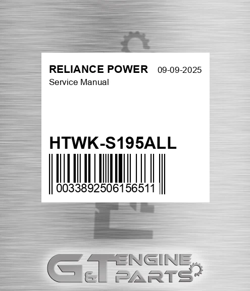 HTWK-S195ALL Service Manual for RELIANCE POWER