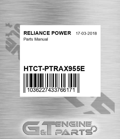 HTCT-PTRAX955E Parts Manual for RELIANCE POWER