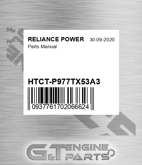 HTCT-P977TX53A3 Parts Manual for RELIANCE POWER