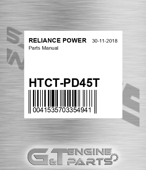 HTCT-PD45T Parts Manual for RELIANCE POWER
