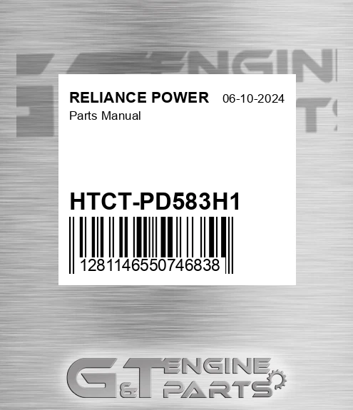 HTCT-PD583H1 Parts Manual for RELIANCE POWER