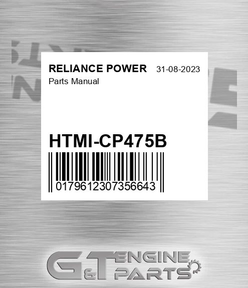 HTMI-CP475B Parts Manual for RELIANCE POWER