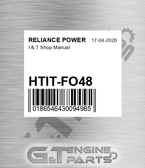 HTIT-FO48 I & T Shop Manual for RELIANCE POWER