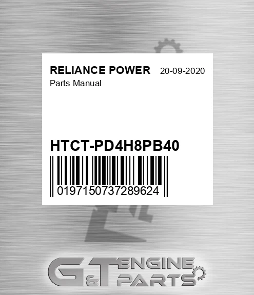 HTCT-PD4H8PB40 Parts Manual for RELIANCE POWER