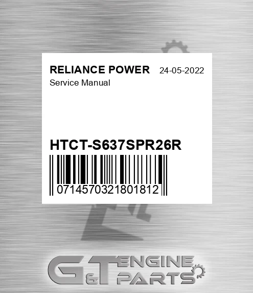 HTCT-S637SPR26R Service Manual for RELIANCE POWER