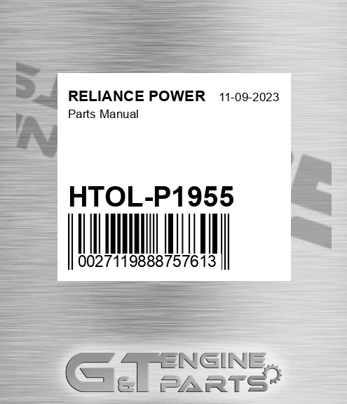 HTOL-P1955 Parts Manual for RELIANCE POWER