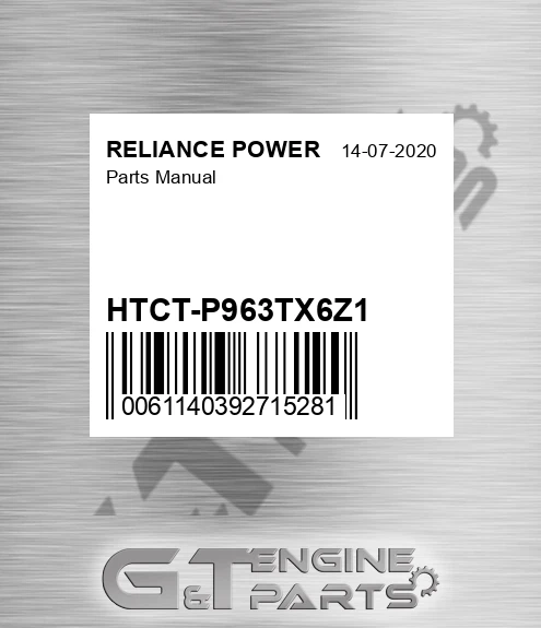 HTCT-P963TX6Z1 Parts Manual for RELIANCE POWER