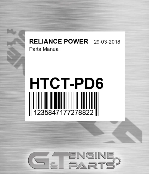 HTCT-PD6 Parts Manual for RELIANCE POWER