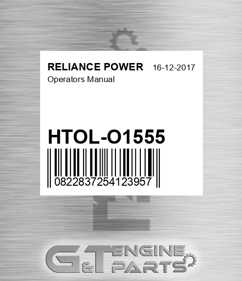 HTOL-O1555 Operators Manual for RELIANCE POWER
