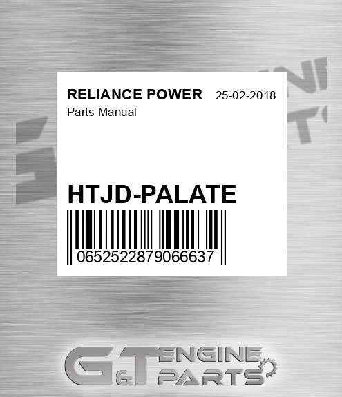 HTJD-PALATE Parts Manual for RELIANCE POWER