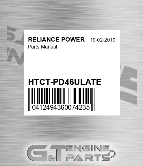 HTCT-PD46ULATE Parts Manual for RELIANCE POWER