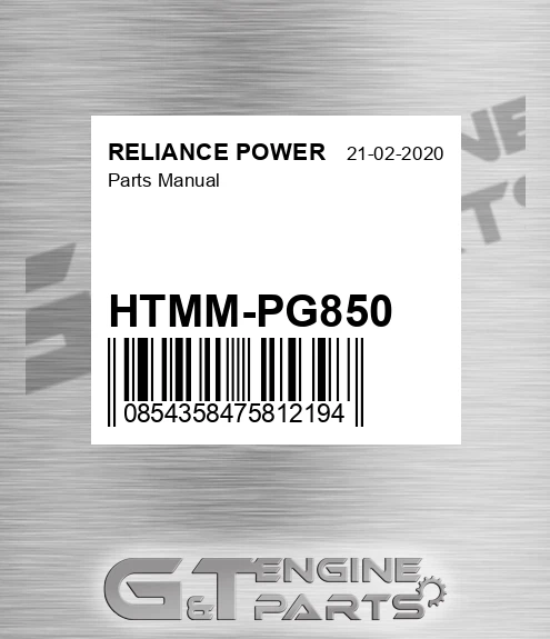 HTMM-PG850 Parts Manual for RELIANCE POWER