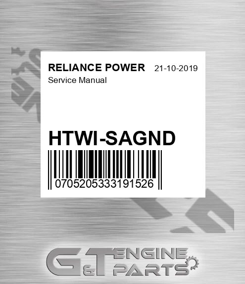 HTWI-SAGND Service Manual for RELIANCE POWER
