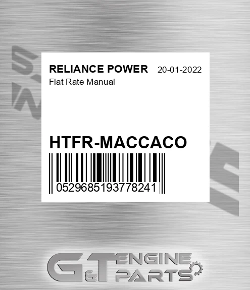 HTFR-MACCACO Flat Rate Manual for RELIANCE POWER