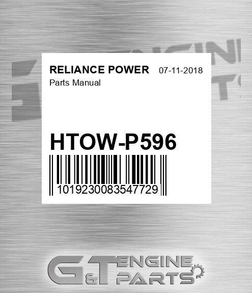 HTOW-P596 Parts Manual for RELIANCE POWER