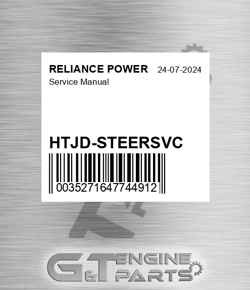 HTJD-STEERSVC Service Manual for RELIANCE POWER