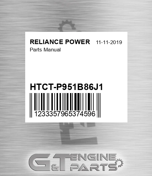 HTCT-P951B86J1 Parts Manual for RELIANCE POWER